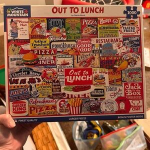 White Mountain 'Out to Lunch' Puzzle - Vibrant Red and White